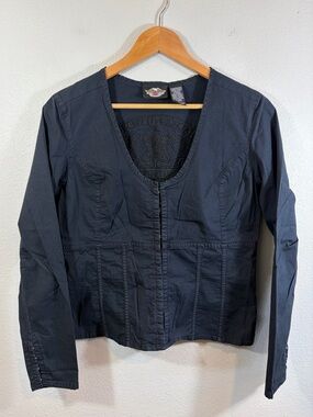 Harley-Davidson Hook-and-eye Dark Corset Long-sleeve Blouse
